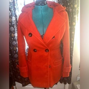 Dark orange/rust hooded Pea Coat